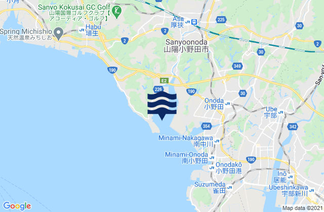 Sanyoonoda Shi, Japan tide times map