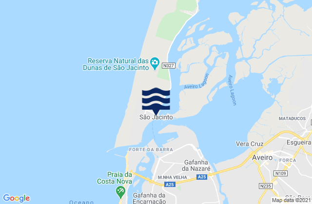 Sao Jacinto, Portugal tide times map