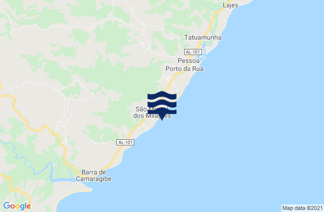 Sao Miguel Dos Milagres, Brazil tide times map