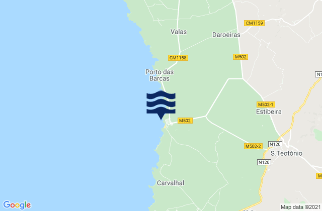Sao Teotonio, Portugal tide times map