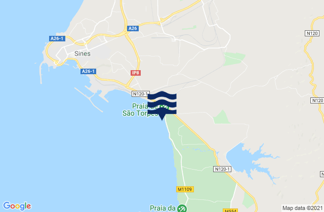 Sao Torpes, Portugal tide times map