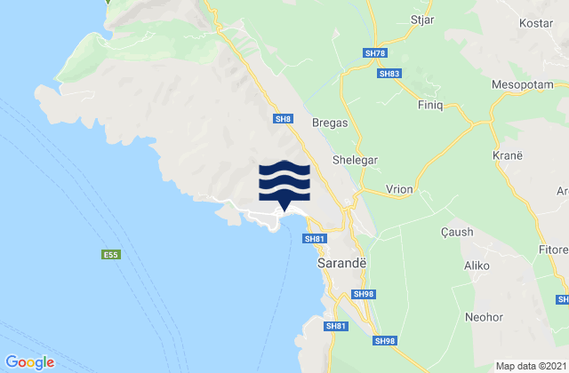Sarande, Albania tide times map