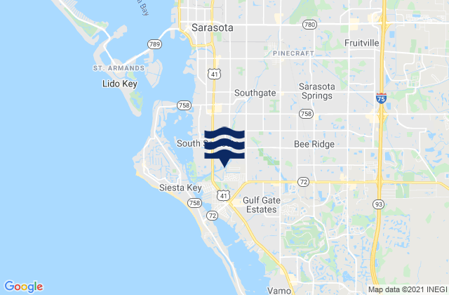 Sarasota Springs, United States tide chart map