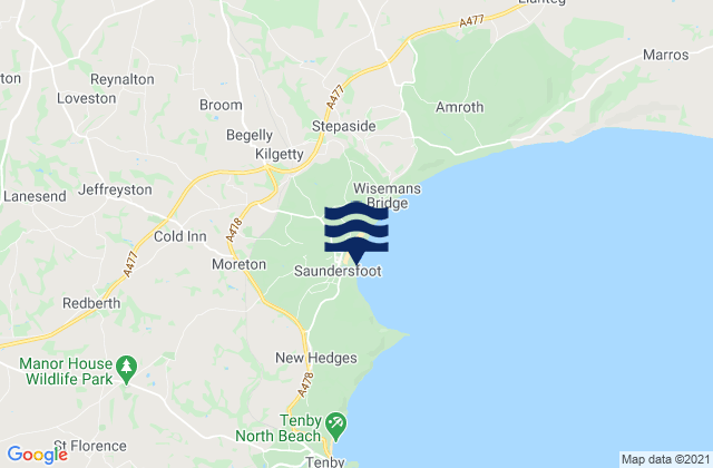 Saundersfoot, United Kingdom tide times map