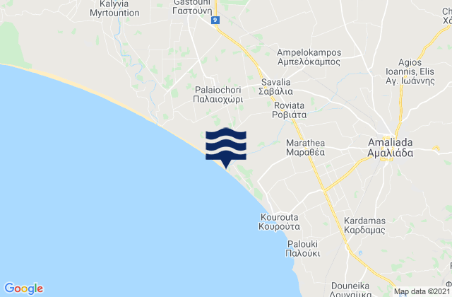 Savalia, Greece tide times map