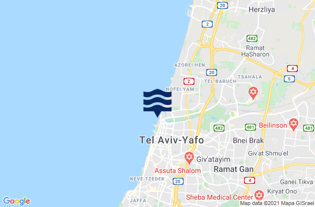 Savyon, Israel tide times map