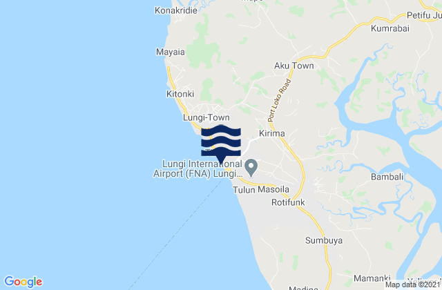 Sawkta, Sierra Leone tide times map