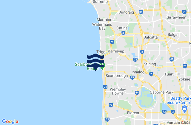 Scarborough Beach, Australia tide times map