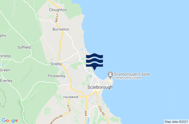 Scarborough North Bay Beach, United Kingdom tide times map