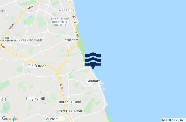 Seaham Beach, United Kingdom tide times map