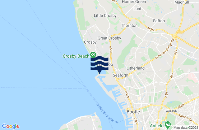 Sefton, United Kingdom tide times map