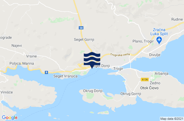 Seget, Croatia tide times map