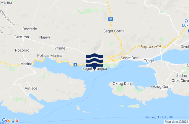 Seget Vranjica, Croatia tide times map
