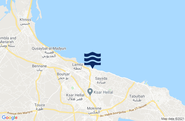 Seiada, Tunisia tide times map
