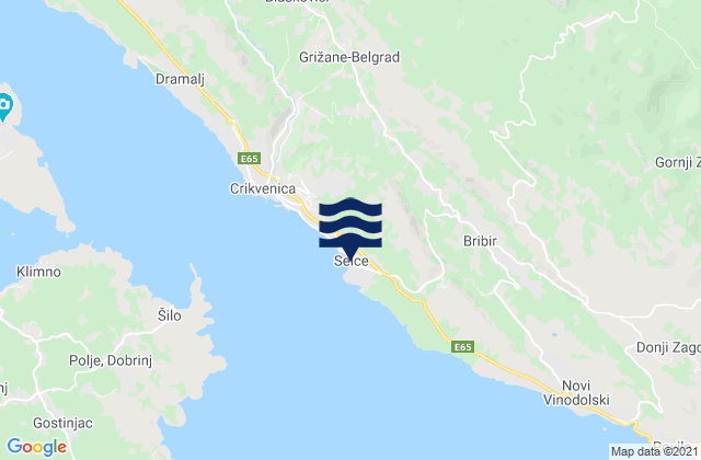 Selce, Croatia tide times map
