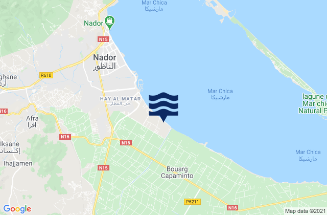 Selouane, Morocco tide times map