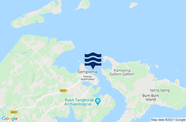 Semporna (Darvel Bay), Malaysia tide times map