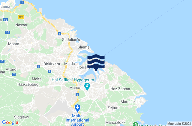 Senglea, Malta tide times map
