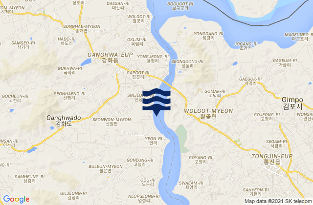 Seonwon, South Korea tide times map