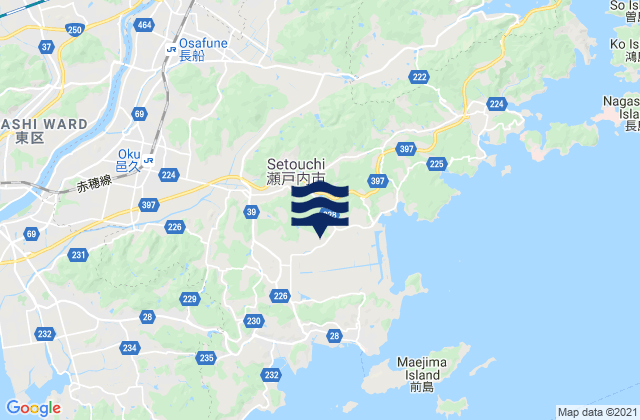 Setouchi Shi, Japan tide times map