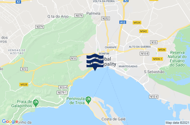 Setubal Setubal Harbor, Portugal tide times map