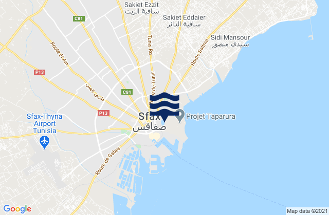 Sfax Ville, Tunisia tide times map
