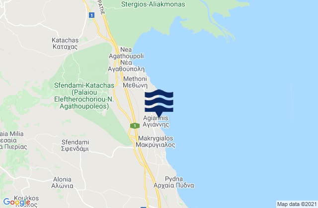 Sfendami, Greece tide times map