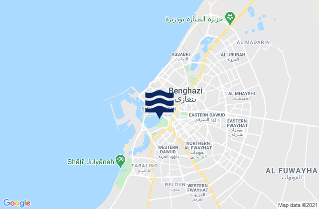 Sha'biyat Banghazi, Libya tide times map
