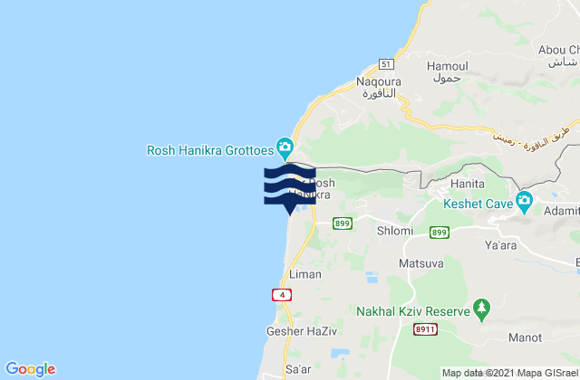Shelomi, Israel tide times map
