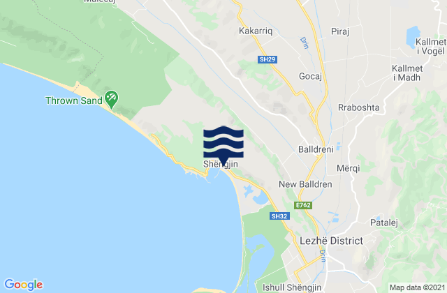 Shengjin, Albania tide times map