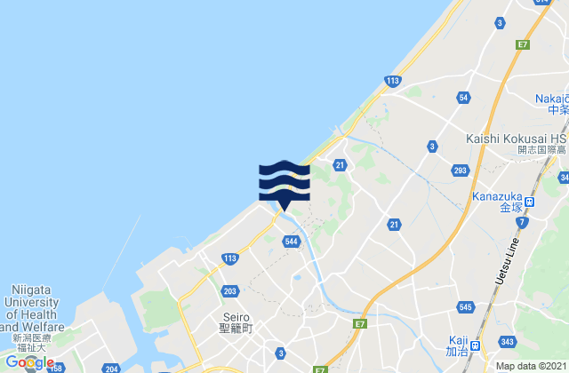 Shibata Shi, Japan tide times map