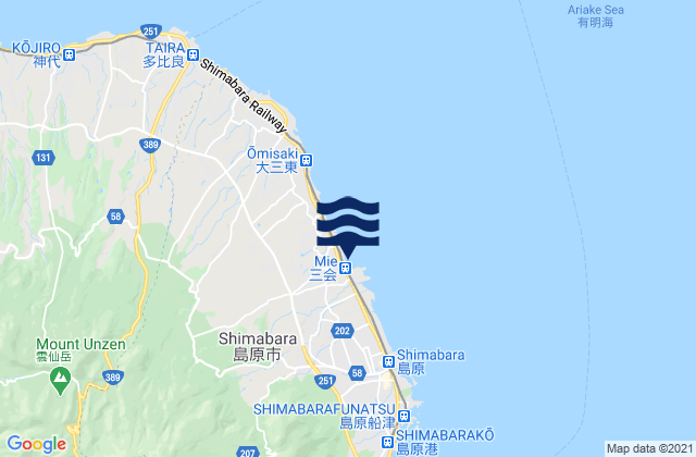 Shimabara-shi, Japan tide times map