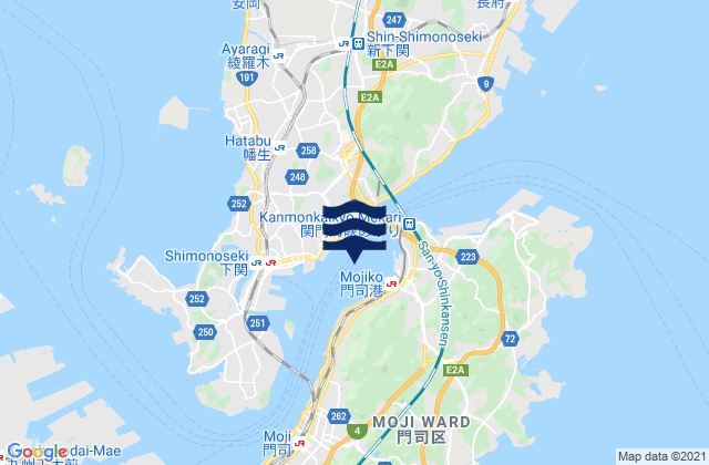 Shimonoseki, Japan tide times map