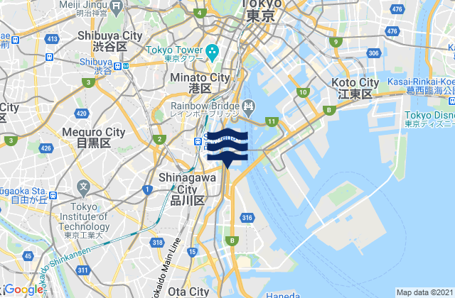 Shinagawa Tokyo Ko, Japan tide times map
