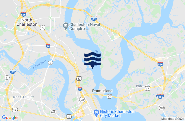 Shipyard Creek entrance, United States tide chart map