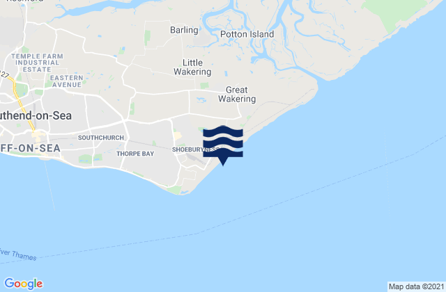 Shoebury East Beach, United Kingdom tide times map