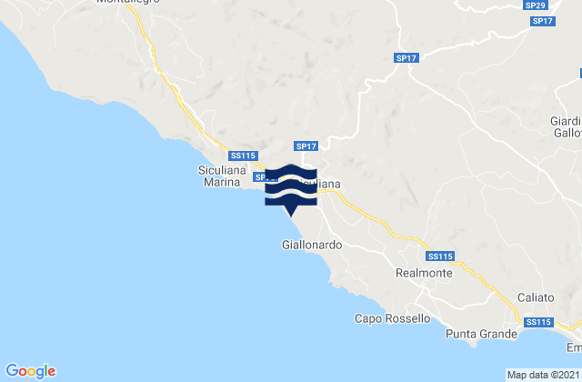 Siculiana, Italy tide times map
