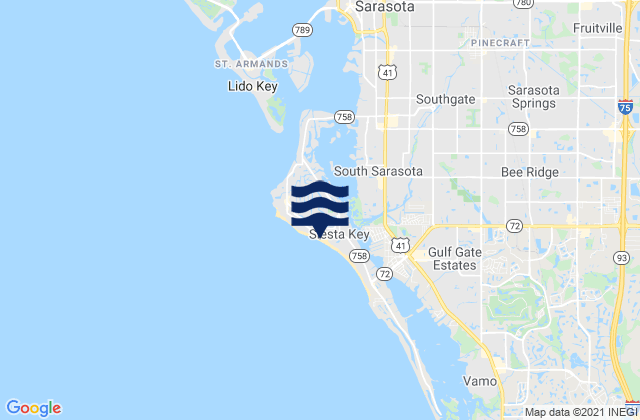Siesta Key Beach, United States tide chart map