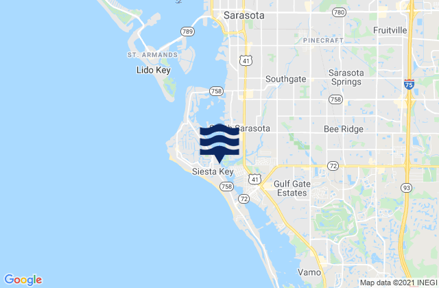 Siesta Key, United States tide chart map