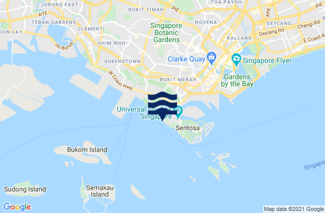Siloso Beach, Singapore tide times map