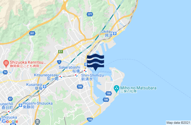 Simizu, Japan tide times map