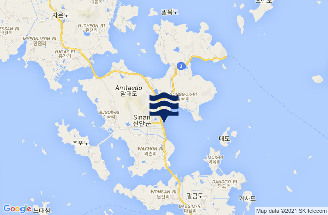 Sinan, South Korea tide times map