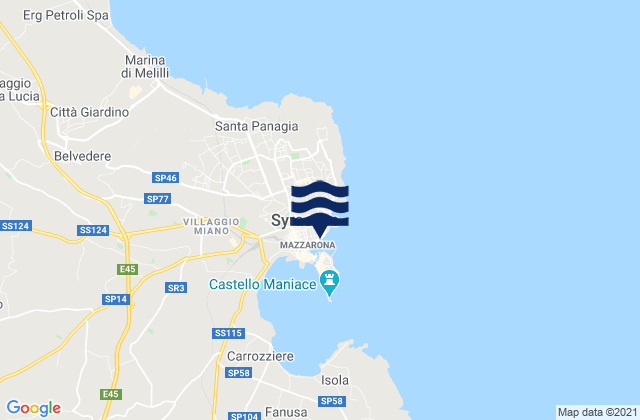 Siracusa, Italy tide times map