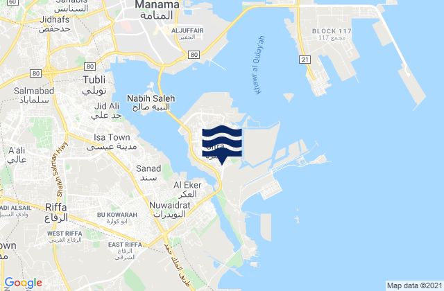 Sitrah, Bahrain tide times map