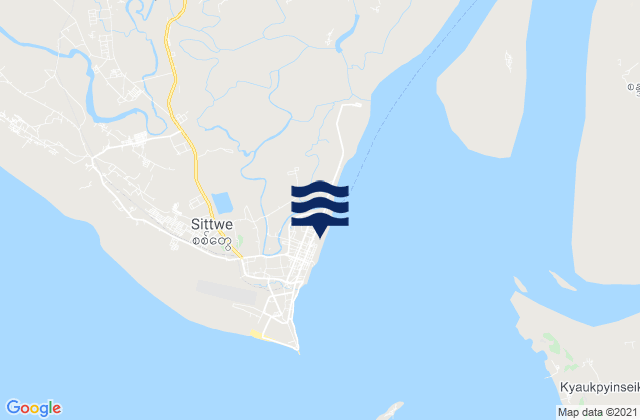 Sittwe (Akyab), Myanmar tide times map