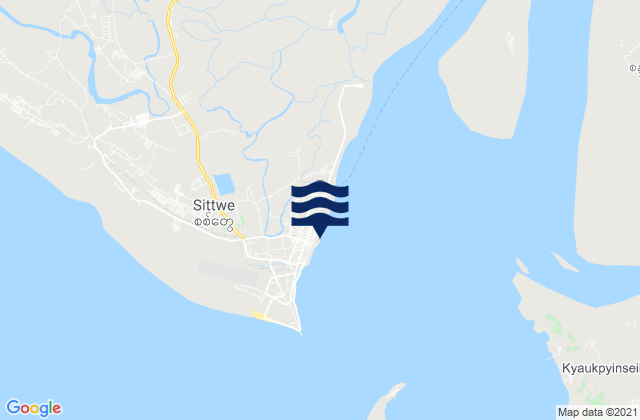 Sittwe, Myanmar tide times map