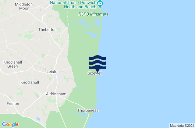 Sizewell Beach, United Kingdom tide times map