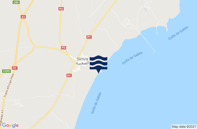 Skhira, Tunisia tide times map