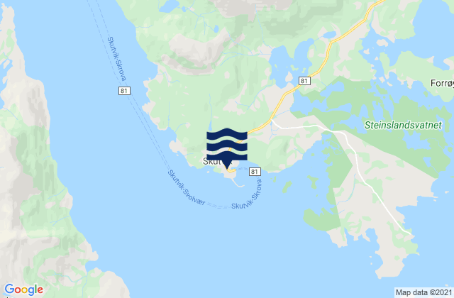 Skutvika, Norway tide times map