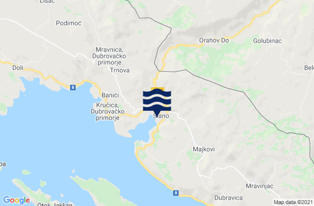 Slano, Croatia tide times map